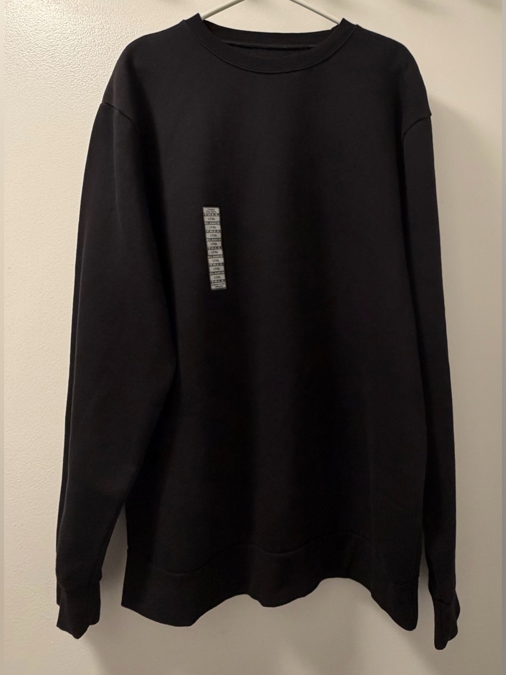 NWT Denver Hayes Black Classic Fit Crewneck Sweatshirt Made in Canada Large Tall